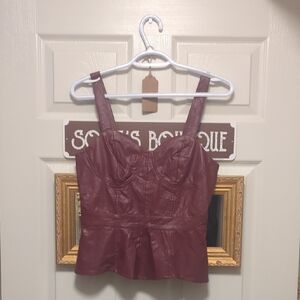 Women's Burgundy Leather Top